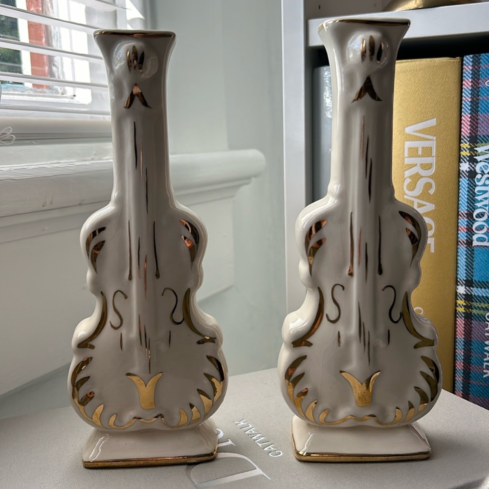 Pair of Vintage Cello Bud Vases